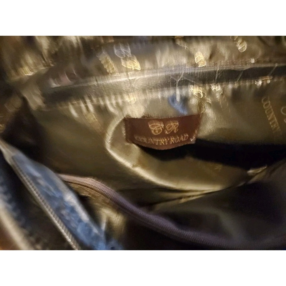 Country River Western Tote‎ Bag Brown Faux Leather Turquoise Studded Star purse - Picture 9 of 10